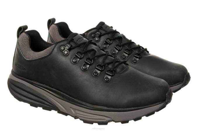 MBT N6ZJ74 zapatos para correr cuero negro hombres negro tierra