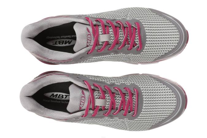 MBT N6ZJ103 zapatos para correr gris claro/baya mujer colorado x